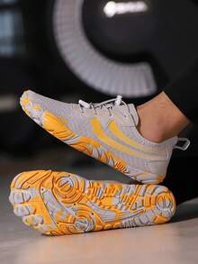 Nouvelles chaussures de randonnée outdoor, chaussures de surf et de plongée, chaussures à cinq doigts respirantes, chaussures de gué, chaussures de course amphibies pour la plage, chaussures de fitness à semelle souple pour l'intérieur et à semelle dure pour le sport, chaussures de corde à sauter silencieuses et antidérapantes, chaussures de course à semelle amortissante, chaussures de training décontracté et de yoga pour femmes - Gris Orange - Voir 7