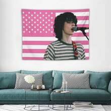 Mike Finn Wolfhard Celebrity Tapestry Thing Pink American Flag Print Stranger - Dorm Room Essential Wall Hanging For Bedroom & Living Room Decor - Nhiều màu - Xem 3