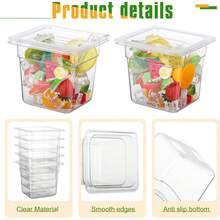 12 Insertos Policarbonato 1/6 Sexto Ranurada Chafer Bufetera, Moldes De Plástico Para Alimentos Con Tapa, Sartenes De Almacenamiento De Alimentos Para Cocina Comercial - Multicolor - Ver 2