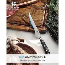 KYOKU Cuchillo deshuesador de 6,5 pulgadas para corte de carne, cuchillo de filete serie Samurai con mango de Pakkawood, cuchillo de cocina de acero de alto carbono estilo japonés, cuchillo de tajo - / - Ver 2