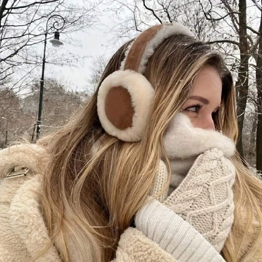 Ladies Elegant Winter Ear Muffs - Plush Soft Warm Ear Muffs, With Heat Insulation Function, Foldable Cold Protection Earphones, Suitable For Outdoors, Travel, Cute Ear Muffs - Màu Khaki - Xem 1