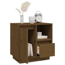 vidaXL Mesas de cabeceira 2pcs castanho mel 50x34x50cm bois de pin maciço - Castanho - Ver 6