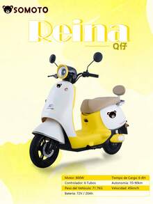 Motocicleta Electrica MODELO: REINA, Motor: 800 W, Bateria: 72V - 20AH, Max. Velocidad: 45km/h - Hueso Rosa - Ver 3