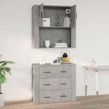vidaXL Armario mural gris béton 80x33x80 cm madera de ingeniería - Gris - Ver 9
