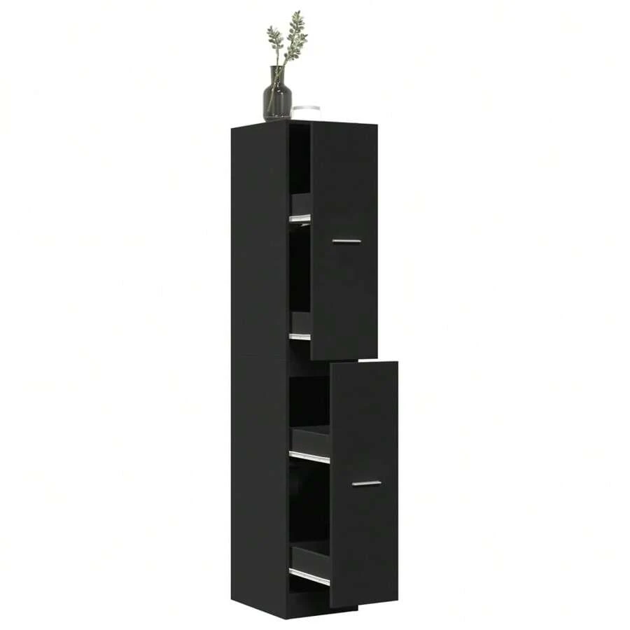 vidaXL Armadio da apothicaire nero 30x41x174,5 cm in legno d'ingénierie - nero - Visualizzare 1