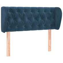 vidaXL Tête de lit avec oreilles Bleu foncé 103x23x78/88 cm velours - Bleu azur - Voir 2
