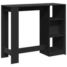 Table de bar vidaXL avec étagère noire 124 x 46 x 103,5 cm, structure en bois. - Noir - Voir 6