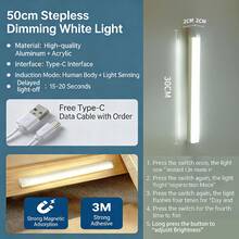 3.93", 7.87", 11.81", 19.68" Rechargeable Rectangular Lamp, 3 Lighting Modes, Auto Brightness Adjustment, Magnetic Cabinet/Wardrobe, Charging Night Light, LED Smart Motion Sensor Light Strip For Wardrobe, Bedroom, Dorm, Wine Cabinet Lighting, Small Night Light - Multicolor - View 15