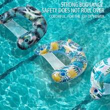 1pc Inflatable Floating Bed, Portable Foldable Air Mattress, Suitable For Swimming Pool, Beach And Lake, Durable PVC Material, Ergonomic Design, Mixed Color (Blue & White), Applicable For Pond Party, Inflatable Swimming Ring, Swimming Pool Inflatable Accessories, Essential For Vacation - One Size - View 4