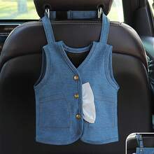 创意牛仔裤造型车载纸巾盒，悬挂式多功能收纳袋，大容量设计，可爱背带裤造型，可整齐收纳纸巾和小物件，适用于汽车、家庭、办公室和旅行，便携式车载收纳配件，让整洁更便捷 - A - 查看 11