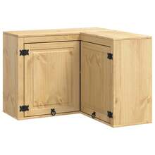 vidaXL Armoire avec étagère avec porte Miel 80 x 80 x 60 cm Pin massif - Tabac - Voir 2