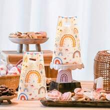 10/25/50个波西米亚风手提礼品袋 - 明亮的彩虹云朵和蝴蝶图案，耐用的聚丙烯派对礼品袋，适用于生日、婚礼、婴儿派对和节日活动，活动礼品袋，奇趣设计，聚丙烯袋，小礼品袋，圣诞节，万圣节 - 彩色 - 查看 4