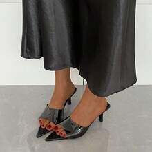 女士黑色高跟鞋，2026夏季新款时尚通勤度假沙滩高跟鞋，夏季凉鞋 - 黑色 - 查看 1