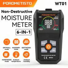 POROMETISTO-WT01 Digital Wood Moisture Meter, Inductive Wood Moisture Detector, Portable Concrete Cement Brick Moisture Meter - Orange - View 10