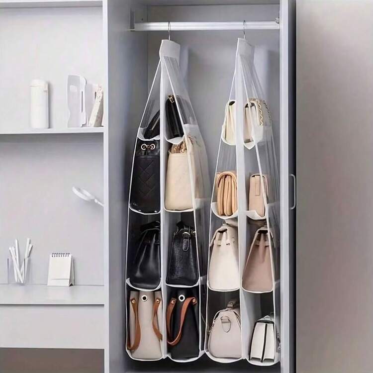 Hanging Purse Handbag Organizer Clear Hanging Shelf Bag Collection Storage Holder Purse Bag Wardrobe Closet Space Saving Organizers Decor, Room Decorations, Decorations, Decor, Storage, Organizer Dress Pants Shoes Jeans Boots Skirt Bedroom, Organizer, Home Storage, White T Shirt Women, Black Pants Women, Ladies Winter Clothes, Dress - 彩色 - 查看 6