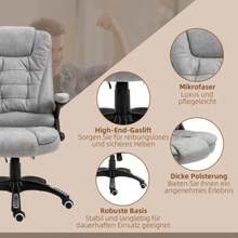 Vinsetto Office Chair With Massage And Heating Function, Ergonomic, Height Adjustable, Smooth Movements, 6 Massage Points, 68 Cm (W) X 72 Cm (D) X 110-120 Cm (H), Grey - Grey - View 7