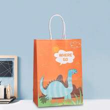 8/16/24pcs Random Dinosaur Pattern Gift Bags, Suitable For Party Birthday Gift Bags, Kraft Paper Bags, Souvenirs Bags, Holiday Gift Bags, Souvenir Packaging - Multicolor - View 10