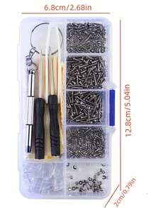 500件套眼镜维修工具包，包含眼镜螺丝、硅胶鼻托和螺丝刀等维修工具，适用于眼镜、太阳镜、珠宝、眼镜和手表。 - 彩色 - 查看 9