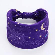 日月行星元素宽弹力发带，高弹防滑男女通用时尚发饰，适合日常佩戴 - 彩色 - 查看 10