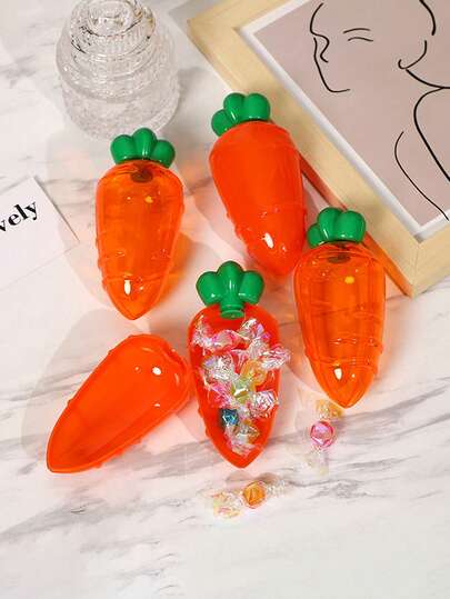 1 pieza Caja de dulces creativa estilo occidental, Caja de dulces con forma de zanahoria personalizada, Nueva caja de almacenamiento de plástico para Pascua