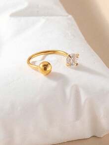 4pcs Round Heart, Pentagram, Cube Zirconia Decorated I L-Type Nose Studs, Gold & Silver Color