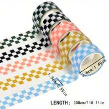 1 Roll Of Checkerboard Washi Tape, Fresh And Fashionable School Supplies Sticker, Suitable For Diary Handbooks, Scrapbooks, Photo Albums, Paste Decoration - 黑色 - 查看 7