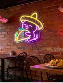 1 Peça Letreiro Neon Multicolorido de Pipoca, Luz Decorativa de Parede com LED Alimentada por USB, Perfeita para Lanchonete, Cinema, Bar, Clube, Cozinha, Quarto, Festa, Presente Ideal para Aniversário e Feriados - luz policromática - Visão 5