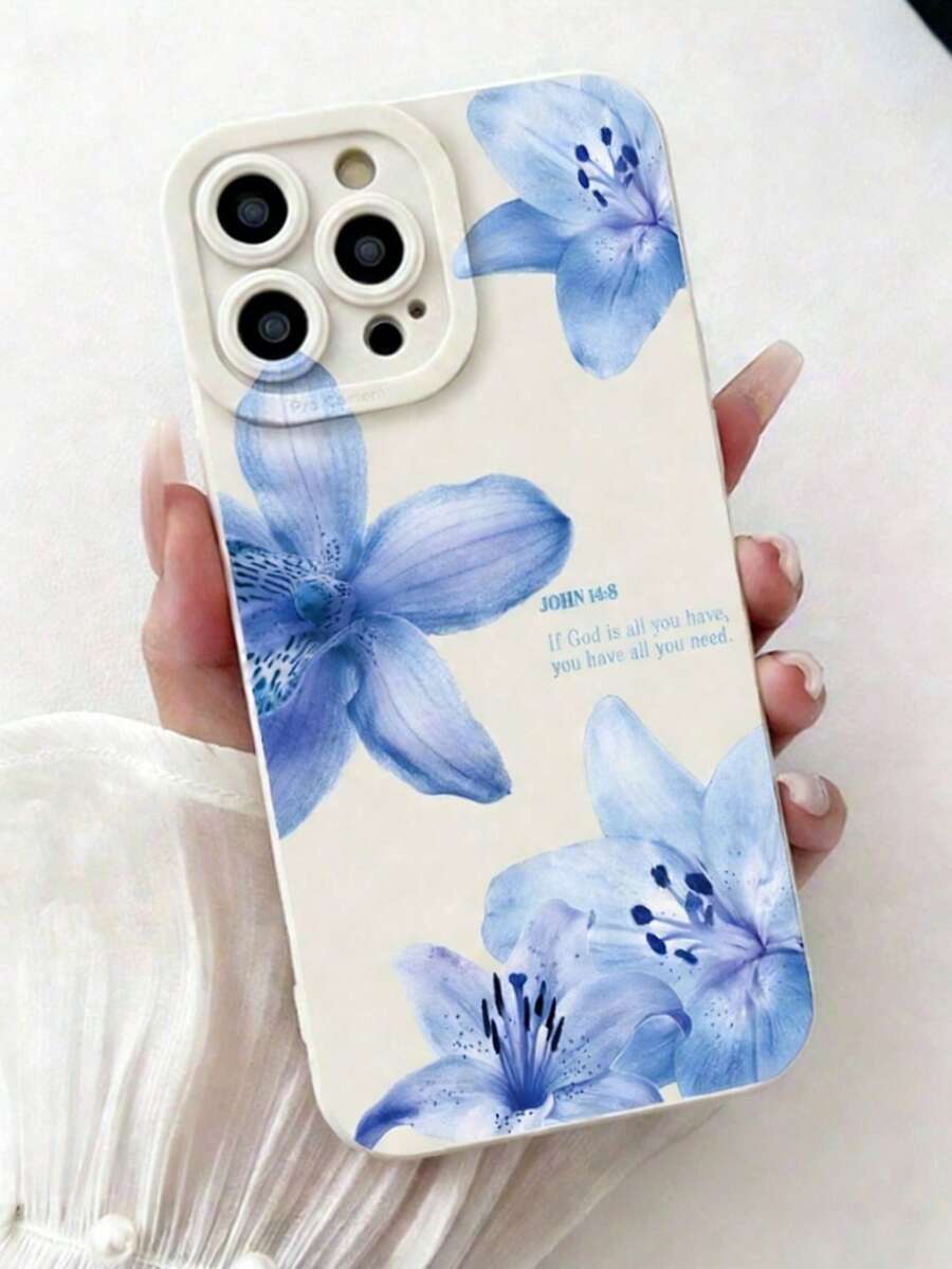 Flower 1pc Fashionable Creative Floral Painted Pattern Protective Phone Case Compatible With Apple XS/XS Max/XR/11/12/13/14/14 Plus/15/15 Plus/16/16 Plus/17/17 Pro/7/8 Plus And Other Models - Multicolor - View 1
