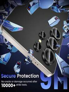 1 Set Of Galaxy S25 Ultra Camera Lens Protection Kit, Includes AR+AF Tempered Glass And 9H Anti-Scratch Metal Single Lens Cover, High-Definition Transparent, Titanium Black - Black - View 3