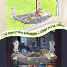 Cat Window Perch, Glow In The Dark Cordless Foldable Pet Hammock Bed For Window With Sturdy Metal Frame, Glowing Stars Pattern Resting Seat For Indoor Cats - 星星 - L - 查看 7