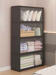 3-5 Tier Stackable Storage Cabinet With Dust-Proof Doors, White Multi-Function Storage Unit, Suitable For Closet, Laundry Room, Kitchen Or Home, Space-Saving Design, Easy To Assemble, Closet Organization, Multi-Function Furniture - Multicolor - View 1