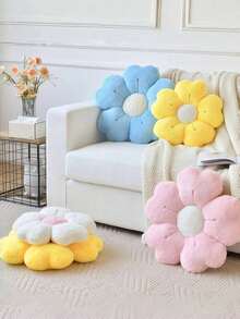 Daisy Pattern Throw Pillow, Soft Faux Fur Cushion, Suitable For Sofa, Bedroom And Living Room