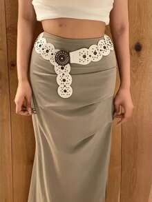 1 pièce Ceinture en PU de style rétro bohème, look de cowgirl occidentale américaine, convient pour toutes les saisons : automne, Halloween - Noir - Voir 21