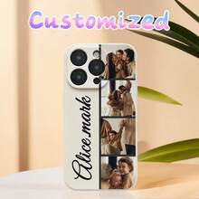 1 pieza Funda de teléfono con protección de lente de silicona de cobertura total con imagen/foto personalizada compatible con Apple 15, 14, 13, 12, 11 Pro Max - Blanco - Ver 6