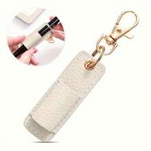1pc Portable Pen Clip Keychain, Compact Leather Pen Holder With Keyring - Multicolor - View 14