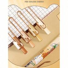 4pcs Retractable Pen With Cute Capybara Design, 0.5mm Black Ink, Soft Grip, Unisex Stationery, Ideal Gift For Men; Large Capacity Multi-Layer Pencil Case, Back To School Essential, Office Supplies, Valentine's Day Gift - Multicolor - View 11