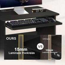 Computer Desk, Home Office Desk With Sliding Keyboard Tray And Storage Drawer, 98 Cm Gaming Desk, Study Writing Versatile Desk, 98x85x40cm - Oak - View 5
