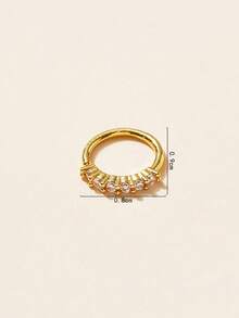 SZPR 1pc Copper & Cubic Zirconia Decor Luxury & Simple Nose Ring For Women Party Gift Copper Jewelry - 銀色 - 查看 4