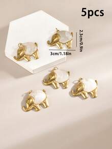 5 pièces Pendentifs en acier inoxydable et résine avec motifs animaux, coquillages, ananas, éléphant. Accessoires pour bracelets, colliers, bijoux de couple. - Pendentif en acier inoxydable et résine. - Voir 4
