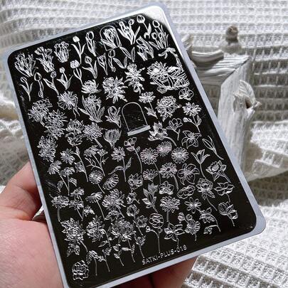 Nail Art Stamping Plate, Beginner Friendly Nail Decoration Template, Plant Flower Tulip Pattern Nail Polish Stamping Mold, Nail Art Stamping Tool