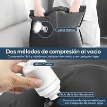 2PCS Bolsa de Compresion Viaje con 17L y 16 L,Airless Bag Reutilizable,Bolsas Empacar al Vacio Impermeable IPX8,Bolsas de Vacio para Ropa Viajes,para Maletas de Viaje y Mochila(Bomba Elctrica) - gris+sin ventana - Ver 4