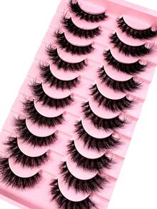 LYBCG New 10Pairs D Curl Volume Russian Volume Natural Fluffy Faux Eyelashes,Classic Cat Eye Mink False Eyelashes, Cross Wispy Dramatic Volume 5D Faux Eyelashes, Soft & Natural-Looking Eyelash Extension Makeup For A Natural Look Strip Lashes,Lashes,Eyelashes,Fake Lashes-C12 - màu đen - Xem 5