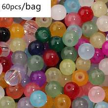 60pcs/Pack 8mm Glass Round Beads With Super Many Colors To Choose From, Handmade Necklace Bracelet Jewelry Making Accessories - Monochrome Glass Beads - View 11