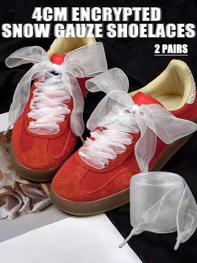 Personalized Tulle Shoelaces, Fashionable Sports Shoes Replacement Laces, Women's Decorative Lace Flat Shoelaces