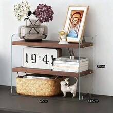 Multi-Layer Desk Organizer Rack, Tiered Shelf For Storage, Display Makeup Cosmetics, Books, Cups On Desk - Red and White - View 8