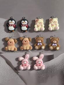10/30/50pcs Resin Pendant Dog, Penguin, Rabbit Necklace Earring DIY Jewelry Making Cute Animal Pet Earrings Necklaces Keychains Charms