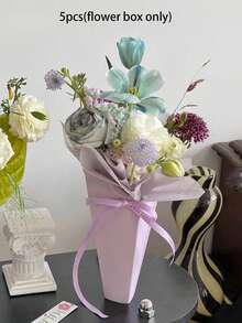 5个/套创意手工花束礼品袋 - 混色，蝴蝶主题，DIY材料，适用于情人节、母亲节、教师节、花店包装材料