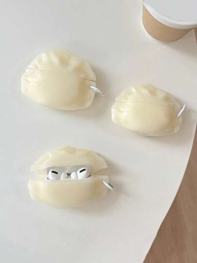 1 st. sött 3D-dumpling + hänge i silikon till hörlurar, lämpligt för Apple Pro 3/1/2/4 tecknat kreativt skyddande fodral