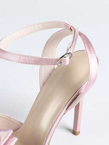 European And American Style Strap Bow Tie Elegant High Heel Sandals, Open Toe Thin Heel Women's Summer Dress Shoes - Pink - View 8