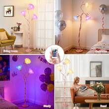 1pc (Feed Bulbs*3 )American Retro Garden Flower Floor Lamp, Net Red Creative Floor Lamp, Style Atmosphere, Sweet, Elegant, Suitable For Bedroom, Living Room, Office, Studio Floor Lamp (Free 3 RGB Bulbs) - Xem 10